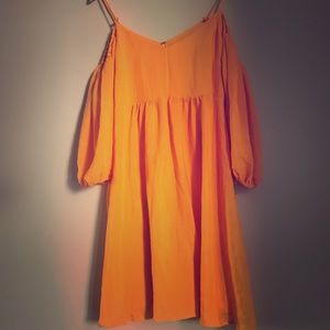 Mango open shoulder midi dress with sleeves